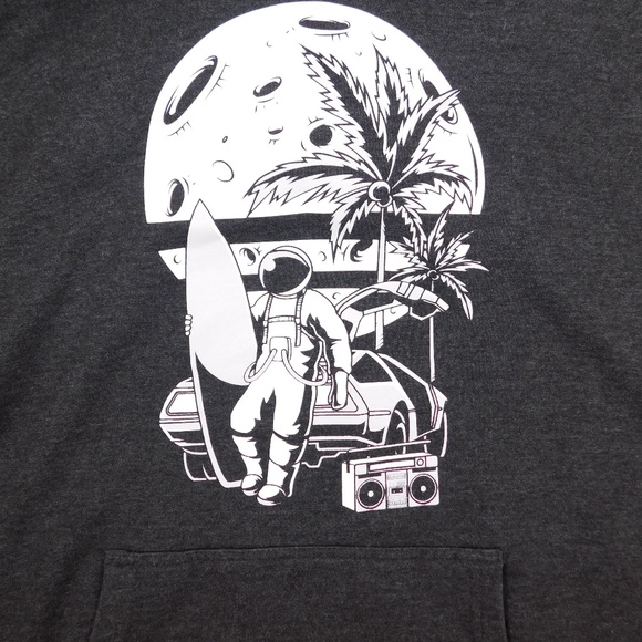 INTO THE AM Black Graphic Hoodie Skull & Palm Design – Size XL - Picture 3 of 7